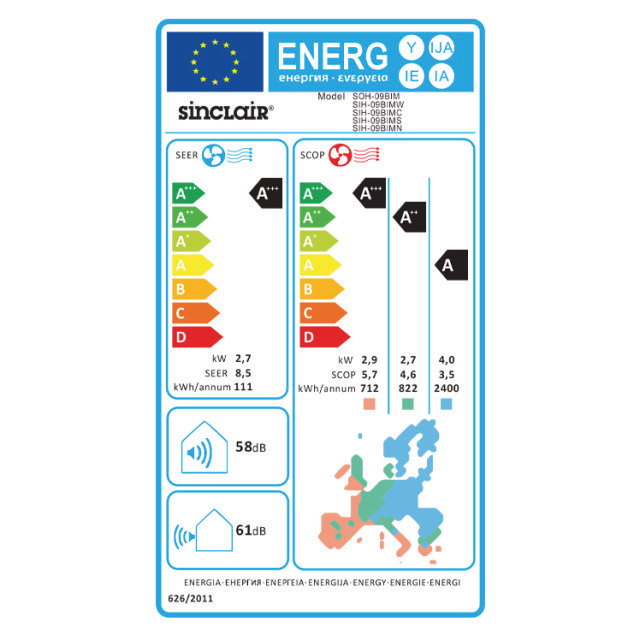 Sinclair Marvin Set Zilver SIH-09BIMS + SOH-09BIM 2,7/3,0kW