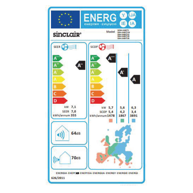 Sinclair Terrel wandunit Wit SIH-24BIT2W 7,1/7,8kW