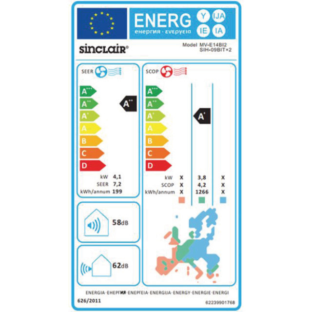 Sinclair Multi Variable buitenunit MV-E14BI2 4,1/4,4kW, 1-2bin.