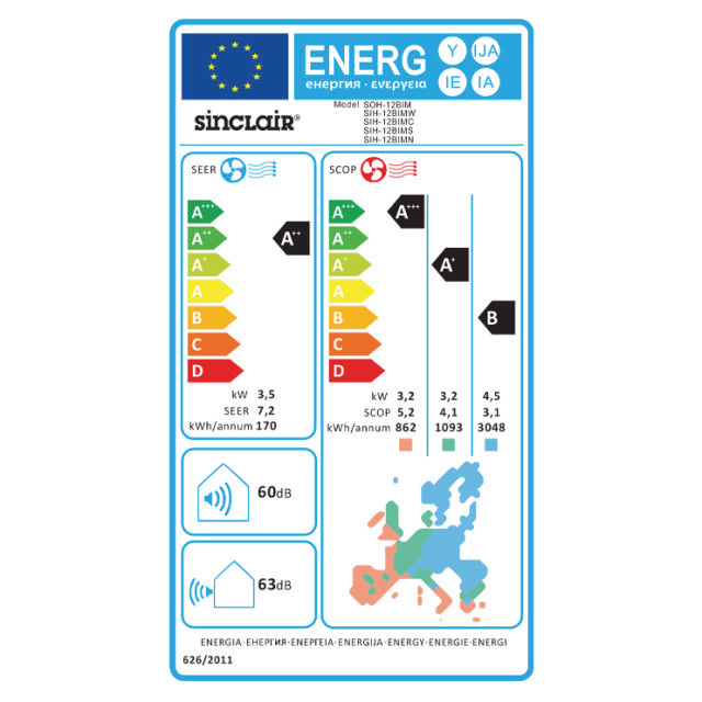 Sinclair Marvin wandunit SIH-12BIMW Wit 3,5/3,8kW