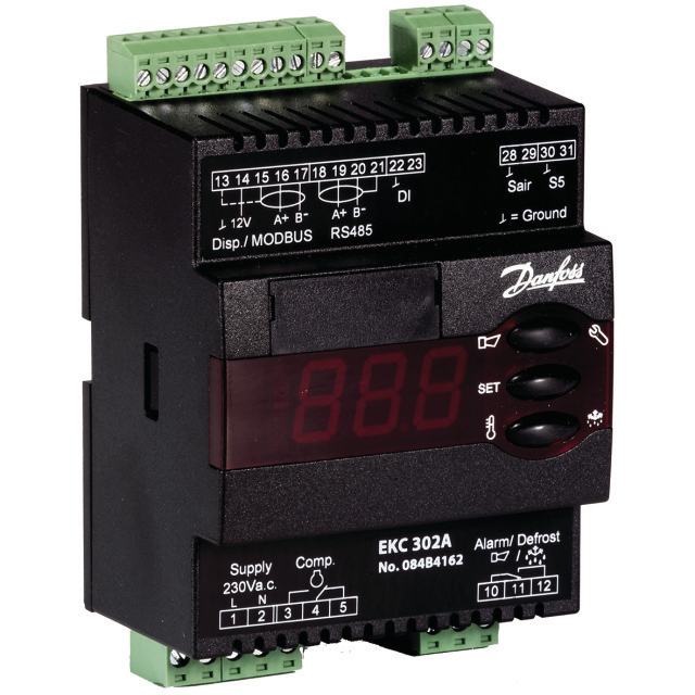 Danfoss Thermostaat EKC 302D 230Vac IP-20 excl. voelers (DIN-rail)